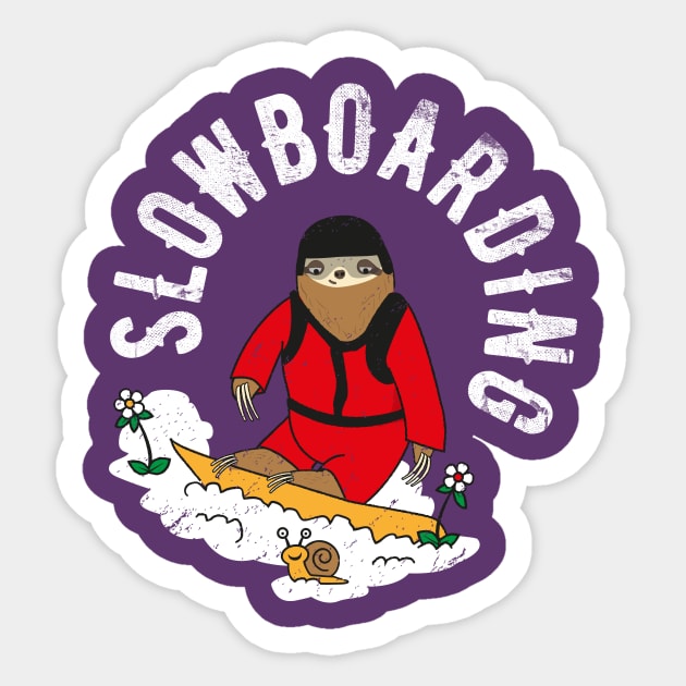 Slowboarding - Snowboarding Sloth Pun Sticker by propellerhead